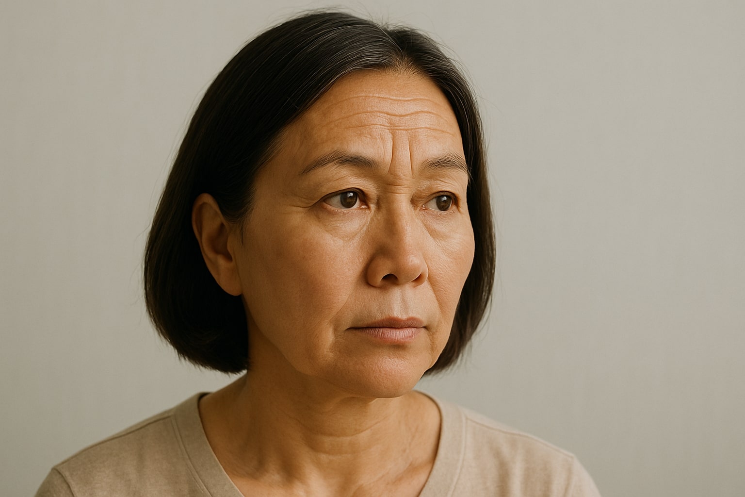 an asian person with forehead lines