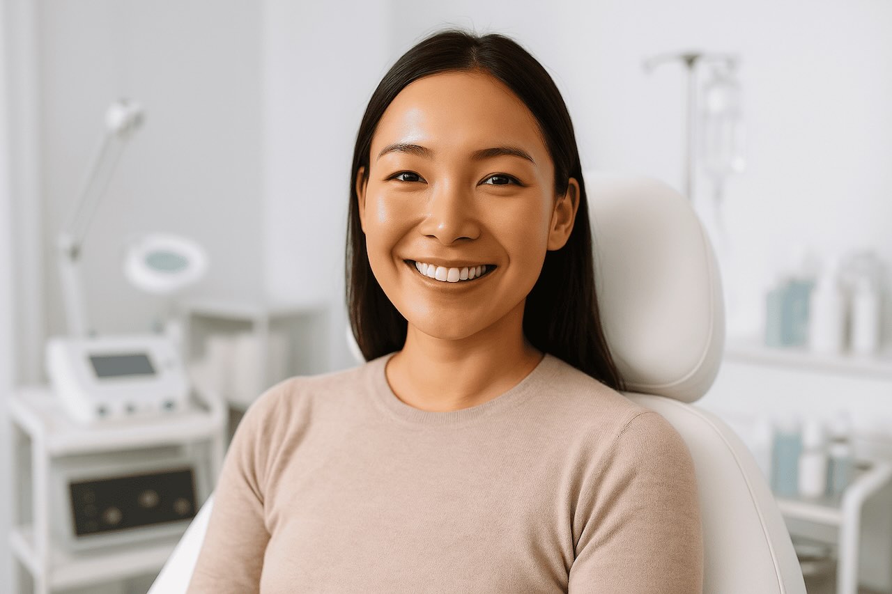 an asian person smiling in the clinic