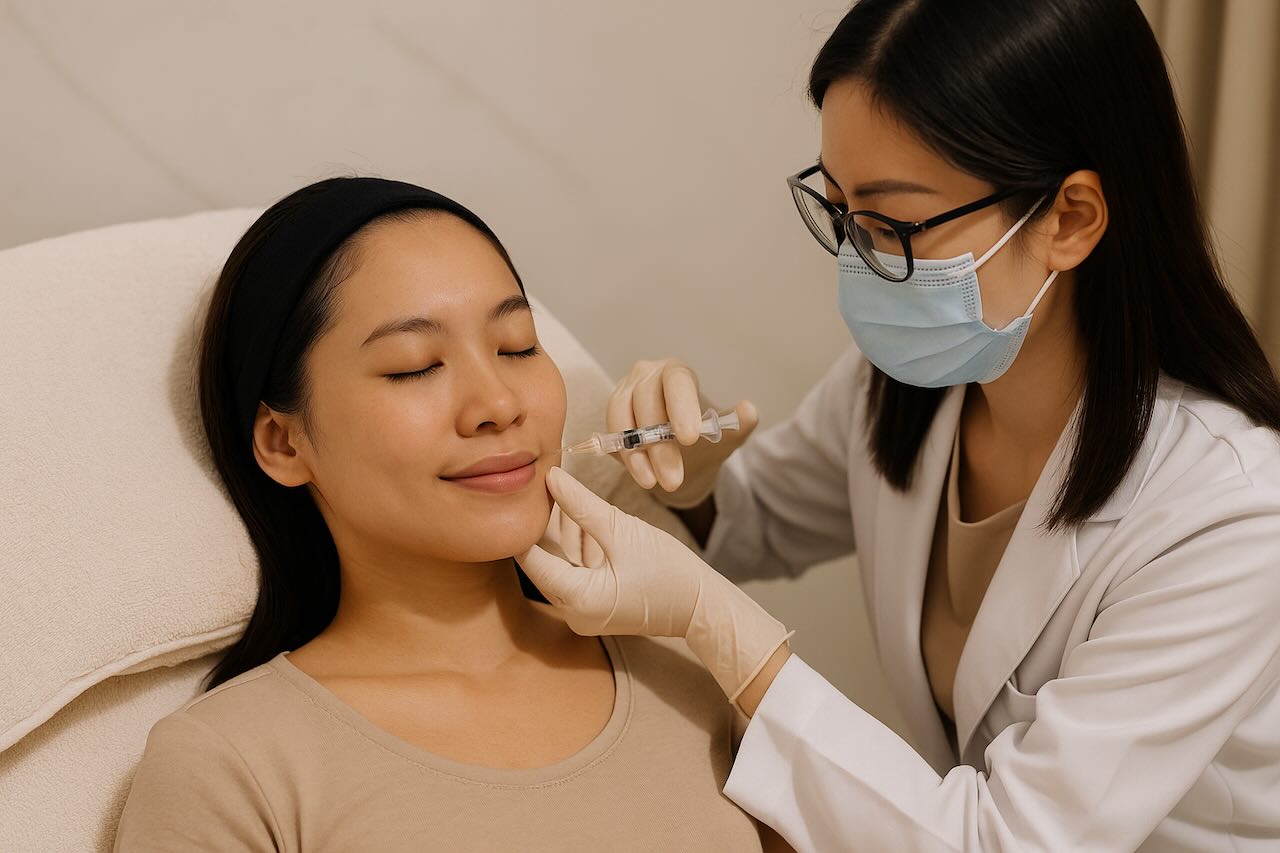 a dermatologist performing rejuran treatment on a person