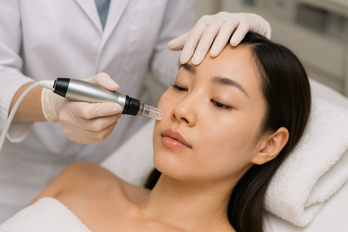 Microneedling treatment targeting pores for smoother, clearer skin