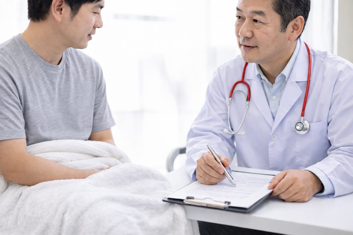 Seorang doktor sedang memberi konsultasi kepada pesakit