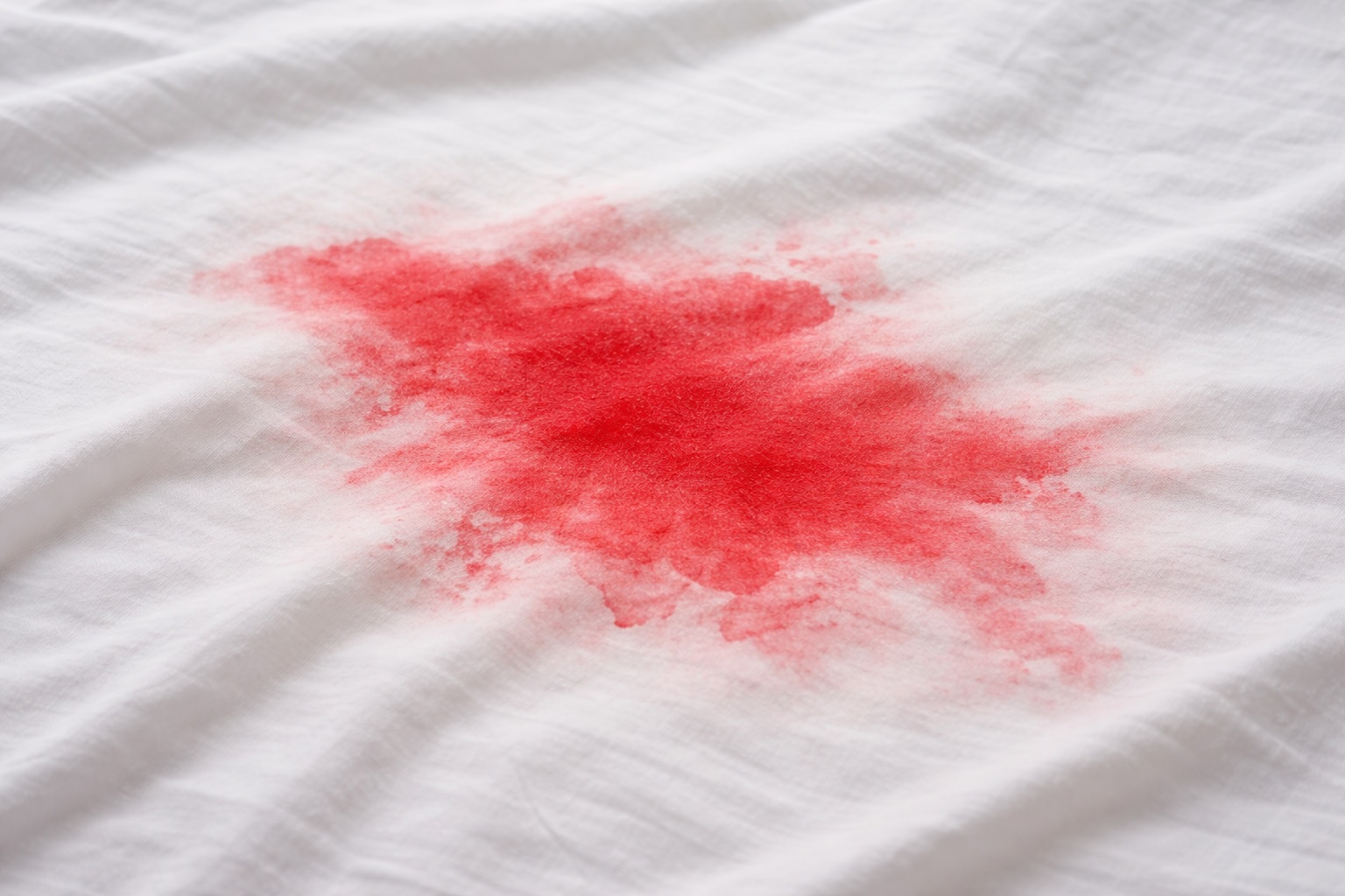 red stain on bedsheet