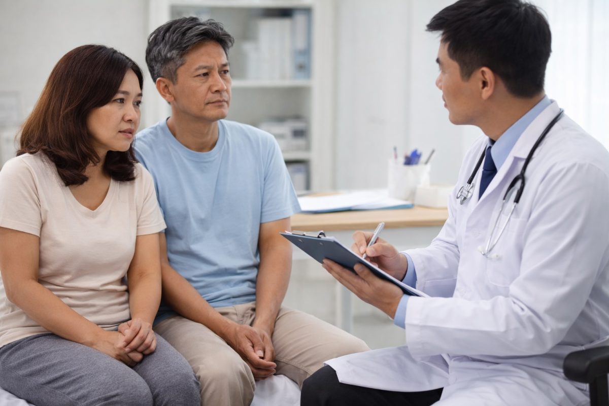 a couple consulting a doctor