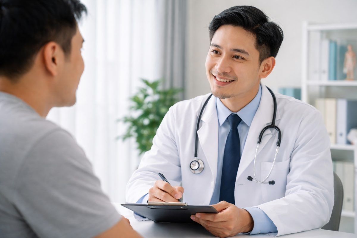 Seorang pesakit sedang mendengar nasihat doktor